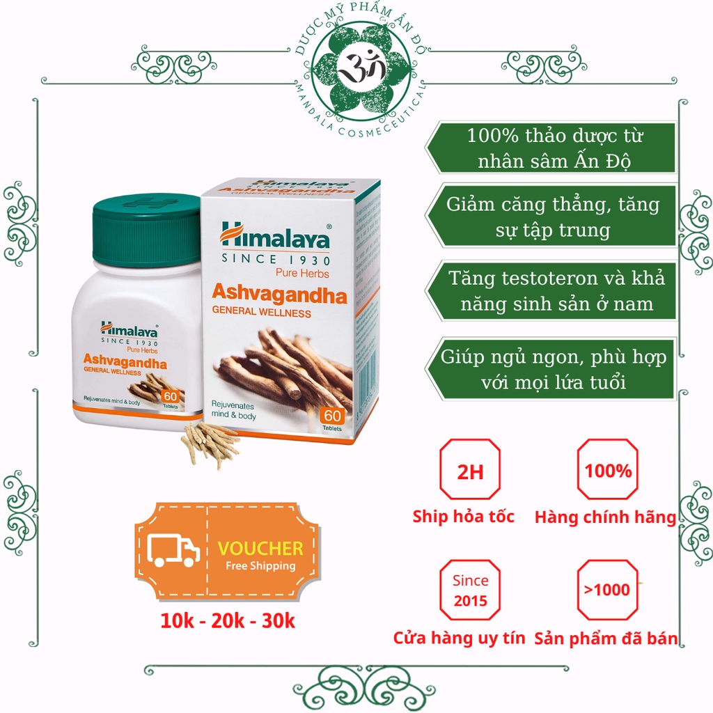 Himalaya Ashvagandha Nhân Sâm - Tốt cho sức khỏe - ShopMandala