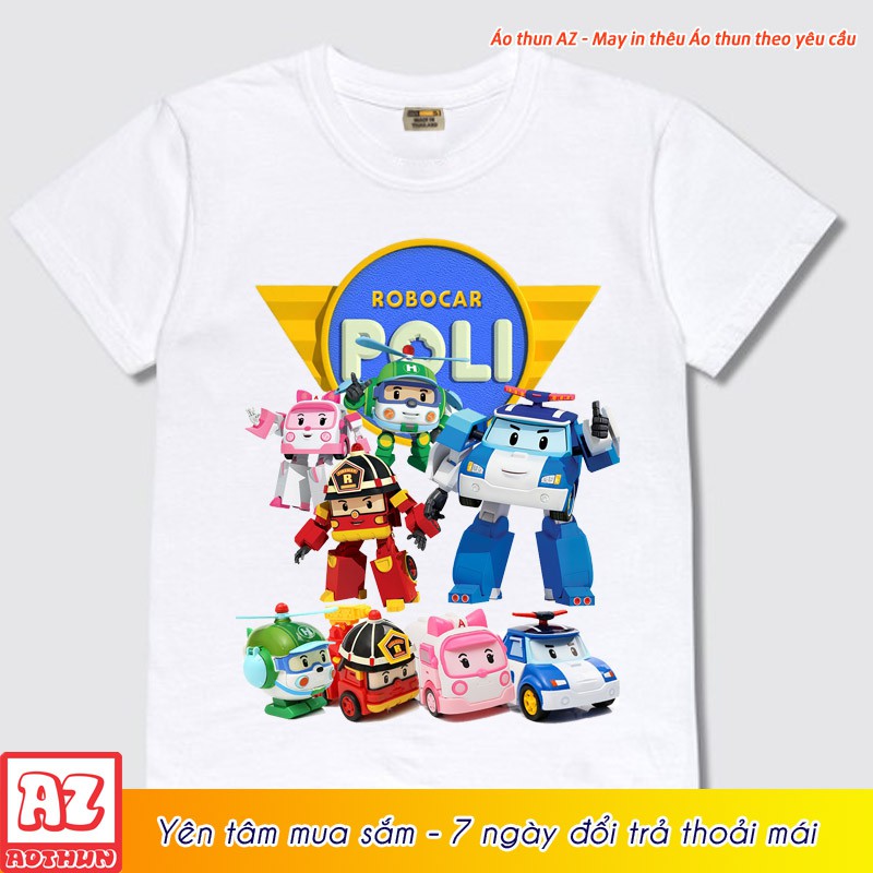 [SALE SỐC] Áo thun hoạt hình trẻ em Robocar Poli Robot màu vàng % trắng độc đẹp