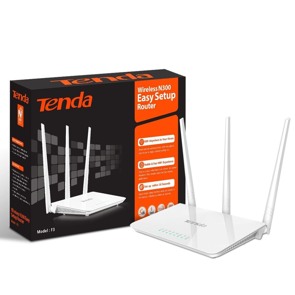 Tenda f3 3 râu – router wifi chuẩn n tốc độ 300mbps