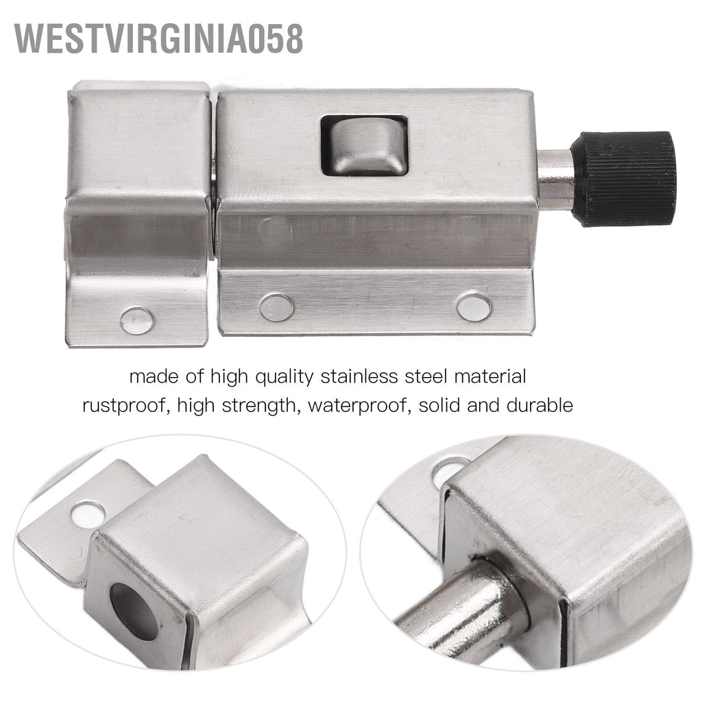 Có thể bán buôn 2 Bộ chốt cửa bằng thép không gỉ Chống trộm Khóa lò xo tự động cho an ninh Westvirginia058 Hàng giao ngay