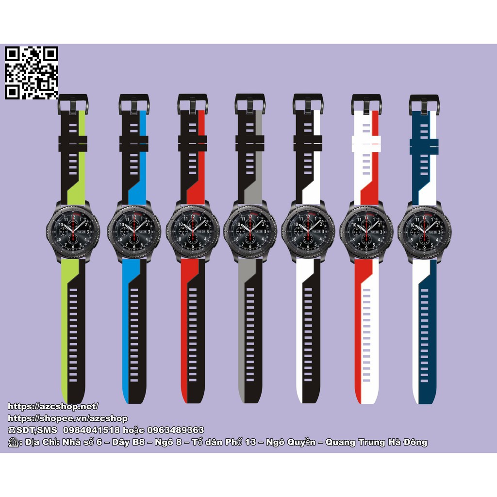 Dây Smartwatch Slicon 2 Màu Mềm thoáng 20MM và 22MM