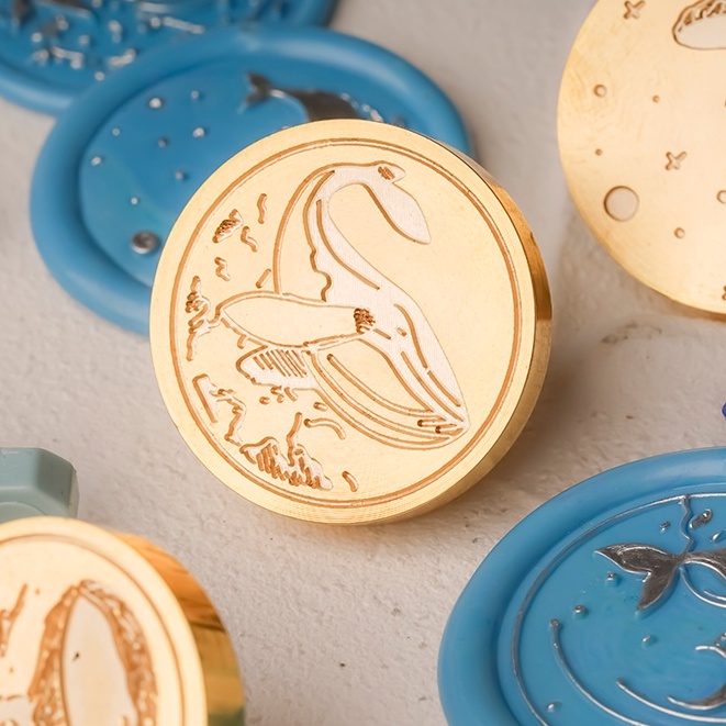 Con Dấu Sáp Niêm Phong Thiệp Mời Đám Cưới Hình Cá Voi