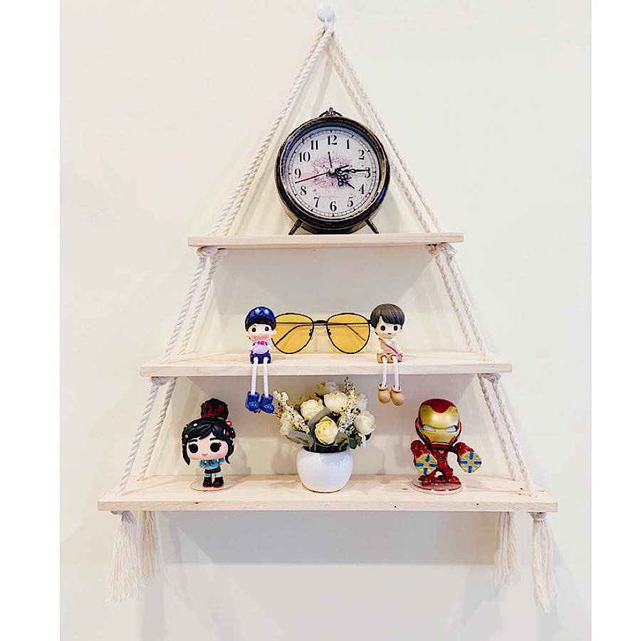 Kệ Gỗ TAM GIÁC Treo Tường 2 TẦNG Dovaty Decor ĐA DẠNG KÍCH THƯỚC Tặng Kèm Dây