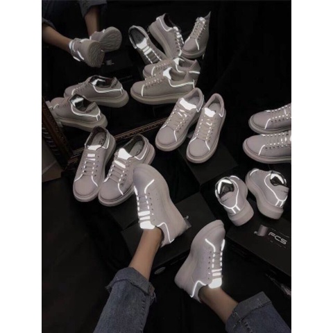 [XẢ KHO-FREESHIP]❤️Hot❤️ Giày Sneaker Nữ, Đế Cao 3cm, Gót Nhung, Phản Quang.