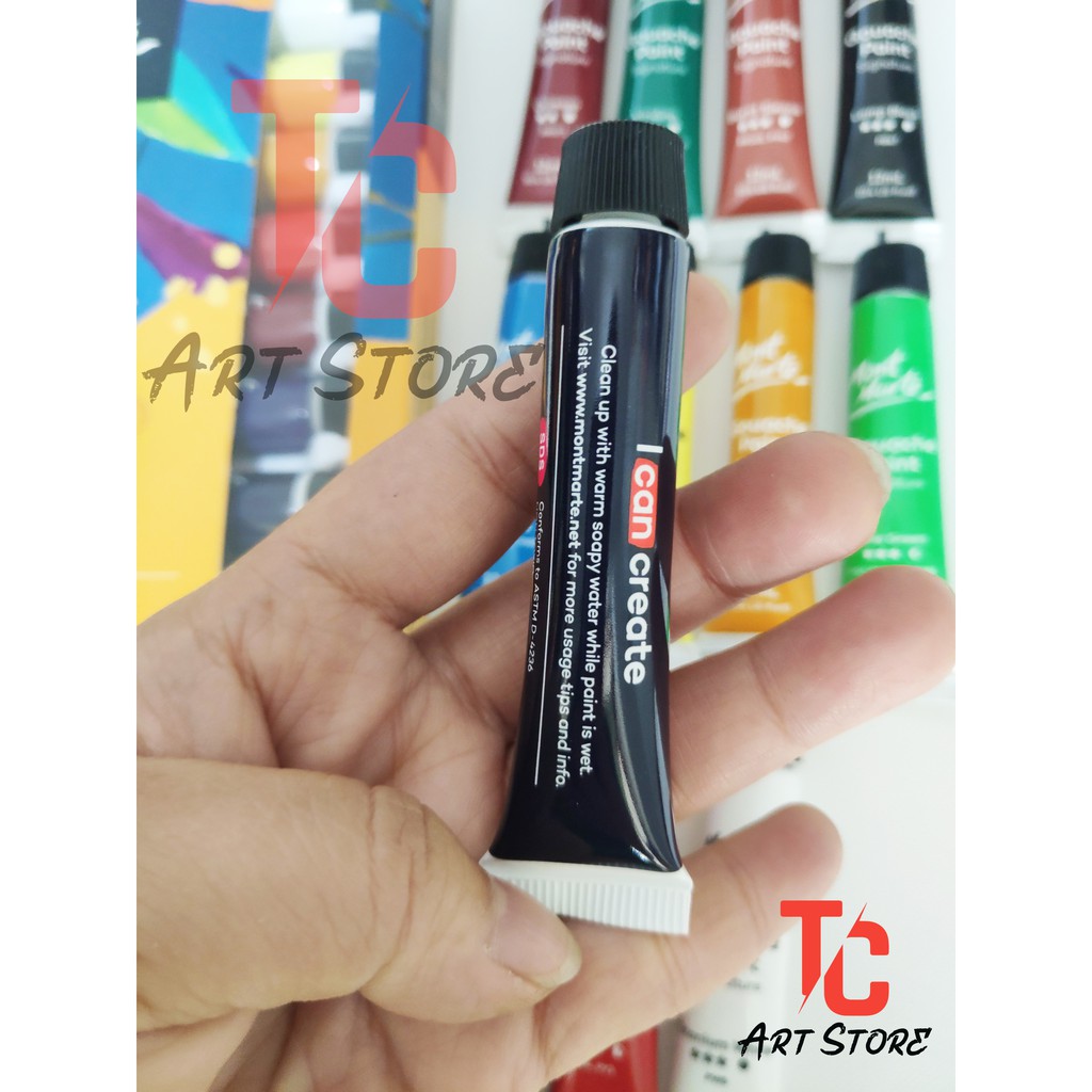 Bộ 12 Màu Gouache Mont Marte Tuýp 12ml | PMHS0028 ( Màu Nước dạng bột)