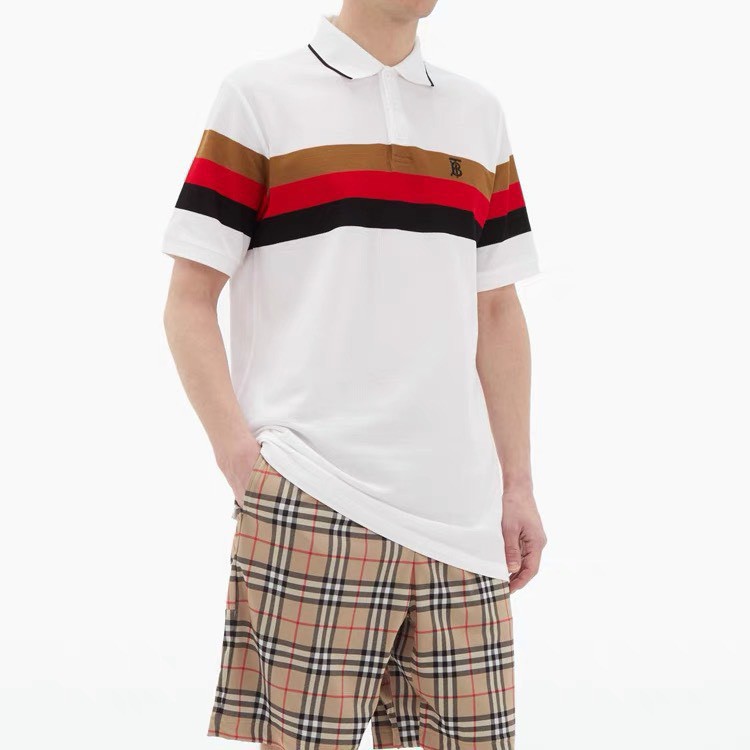 Áo Polo siêu cấp Burberry 2021 Slogan Ngực Kẻ 3 Màu1 1 MLN HV size XS-S-M-L