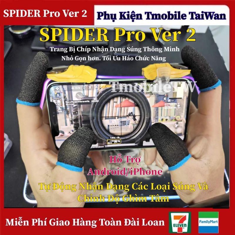Nút Bấm Chơi Game Spider Pro Ver 2 Nhận dạng Súng Thông Minh AI + Auto Táp | BigBuy360 - bigbuy360.vn