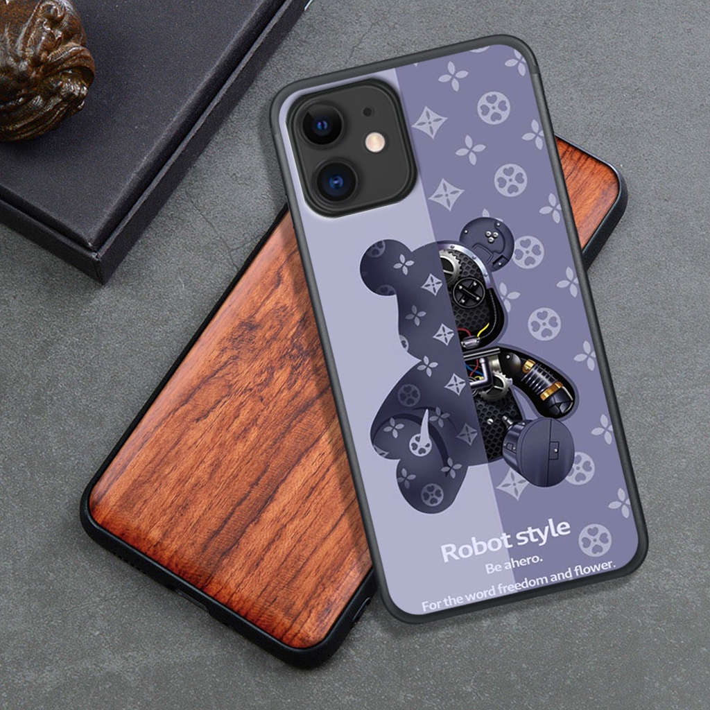 Ốp Lưng Iphone 11 - 11 PRO - 11 PROMAX , In Hình Gấu Robot họa tiết L-V màu sắc cực đẹp.