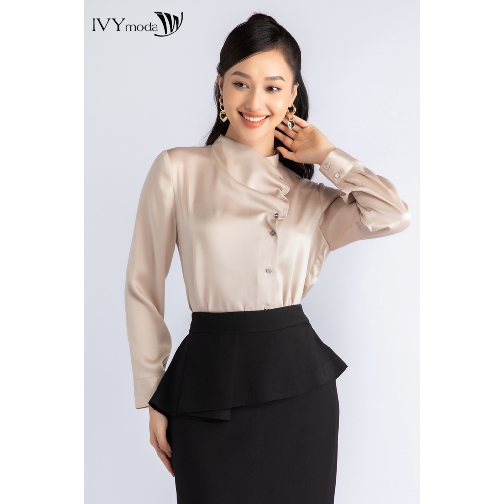 Áo sơ mi nữ khuy cách điệu IVY moda MS 17M7036