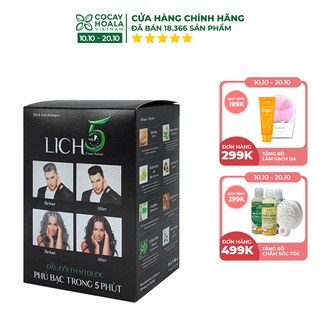 Dầu Gội Lich5 - Thảo Dược Đen Tóc Cocayhoala làm đen tóc trong 5 phút - hộp 10 gói