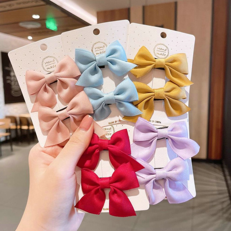 Set 2 Kẹp Tóc Hình Nơ Và Hoa Vải Lưới Dành Cho Bé Gái