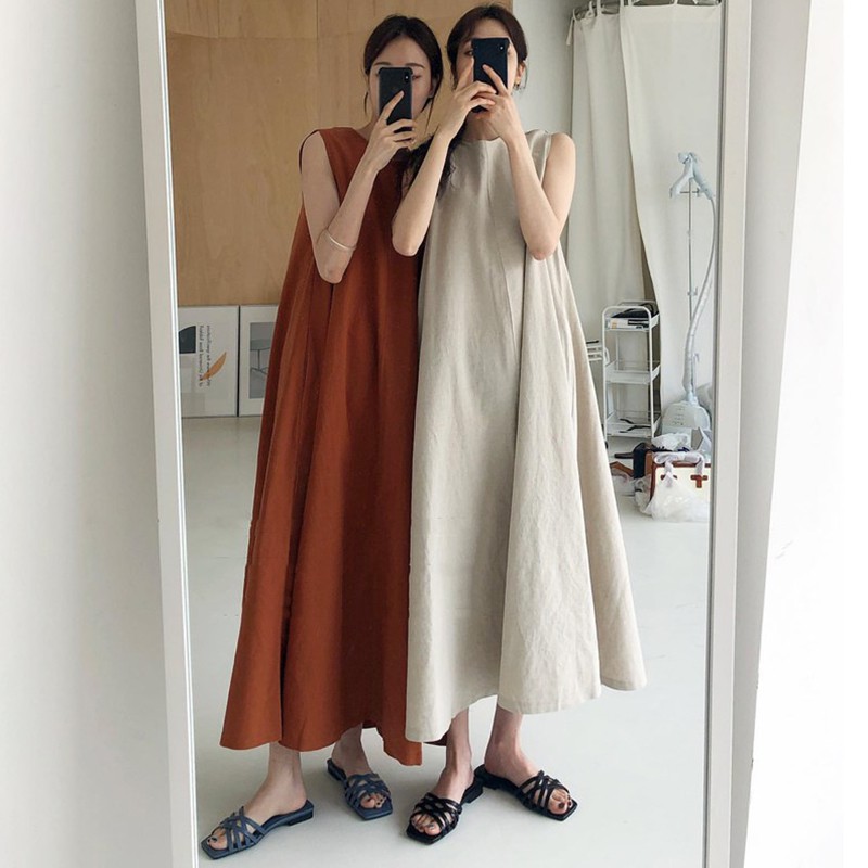 xa (ORDER) Váy xòe dài vintage đơn giản sang trọng Hàn Quốc - Có ảnh thật h