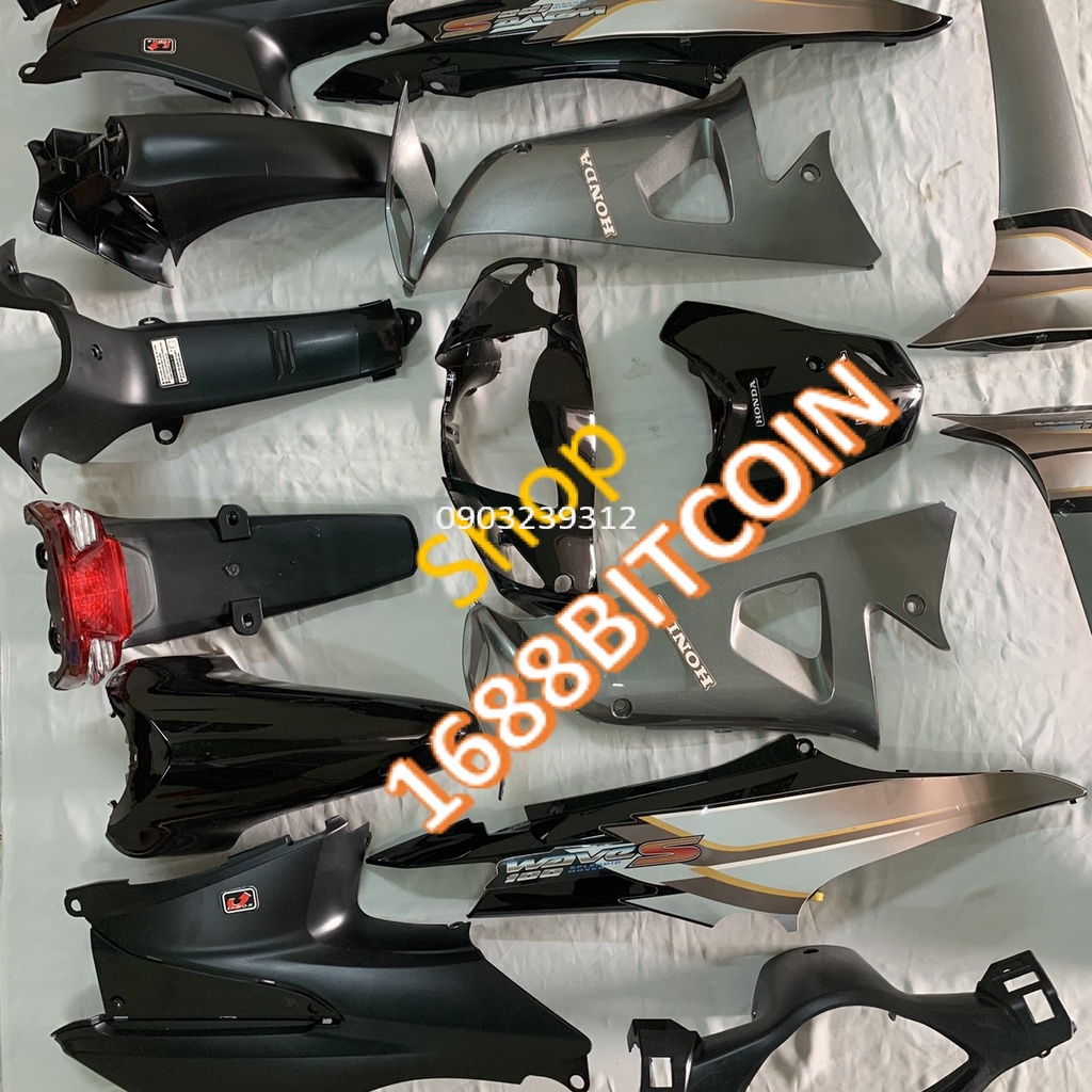 Bộ vỏ -Dàn áo xe Wave S100 màu ĐEN TẶNG TEM -Wave RS-Wave A100 -WAVE 50cc -đời 2006 -2016 nhựa nguyên sinh ABS
