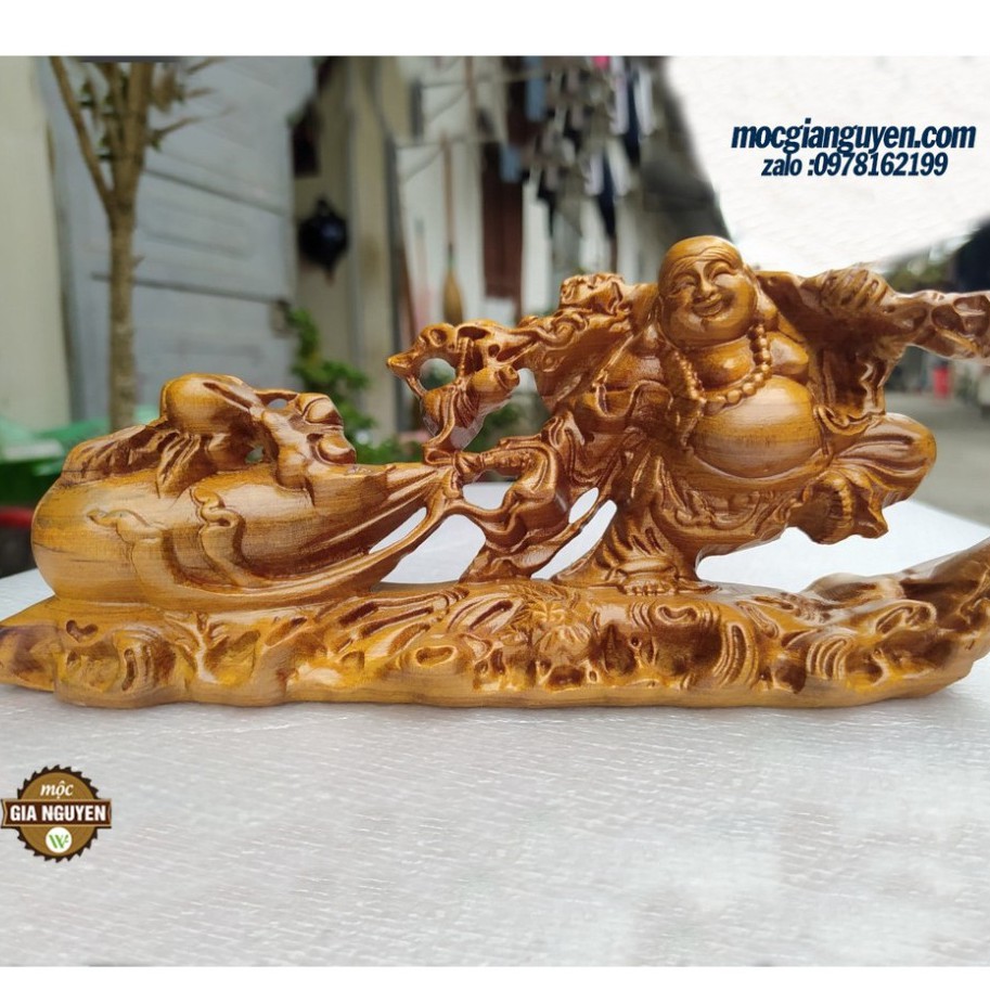Tượng di lạc kéo bao tiền làm bằng gỗ -Tặng vòng đeo tay Hàng cao cấp -hàng giá xuất xưởng