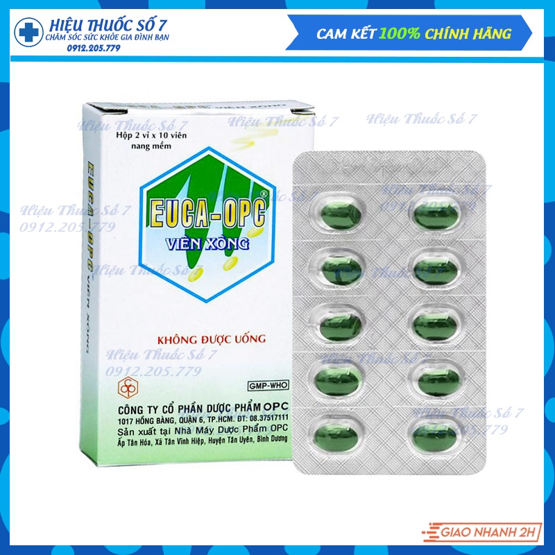 [Giao hỏa tốc HCM] Viên xông EUCA OPC - xông khi cảm cúm, xông sát khuẩn mũi họng