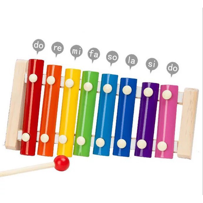 Giáo Cụ Montessori 3 Món Bằng Gỗ BR03K (Đàn Xylophone 8 thanh- Tháp Xếp Chồng Gỗ- Đồng Hồ Hình Khối)