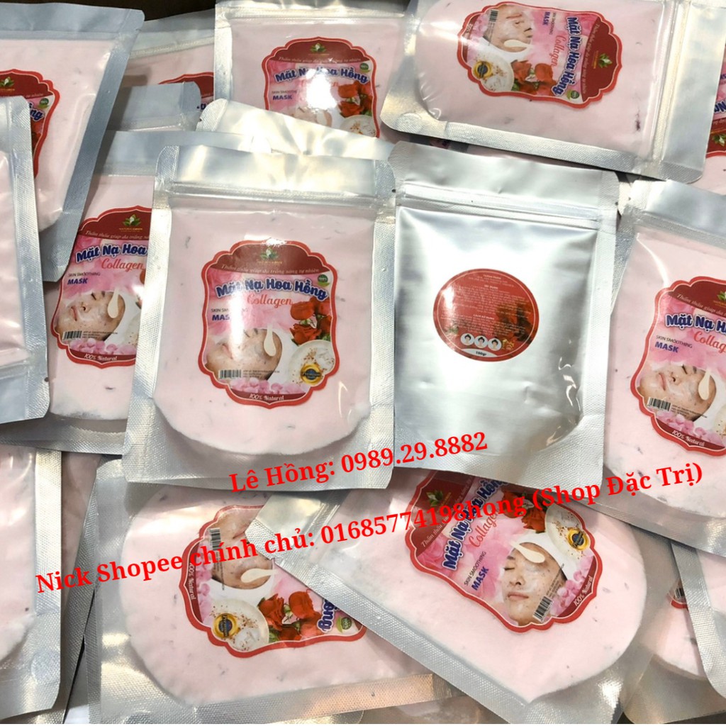 (Mẫu mới) Mặt nạ Hoa Hồng, Bột Mặt nạ Collagen Tươi Hoa Hồng -100gr- Trắng da, Mờ thâm, nám, tàn nhang, Se lỗ chân lông