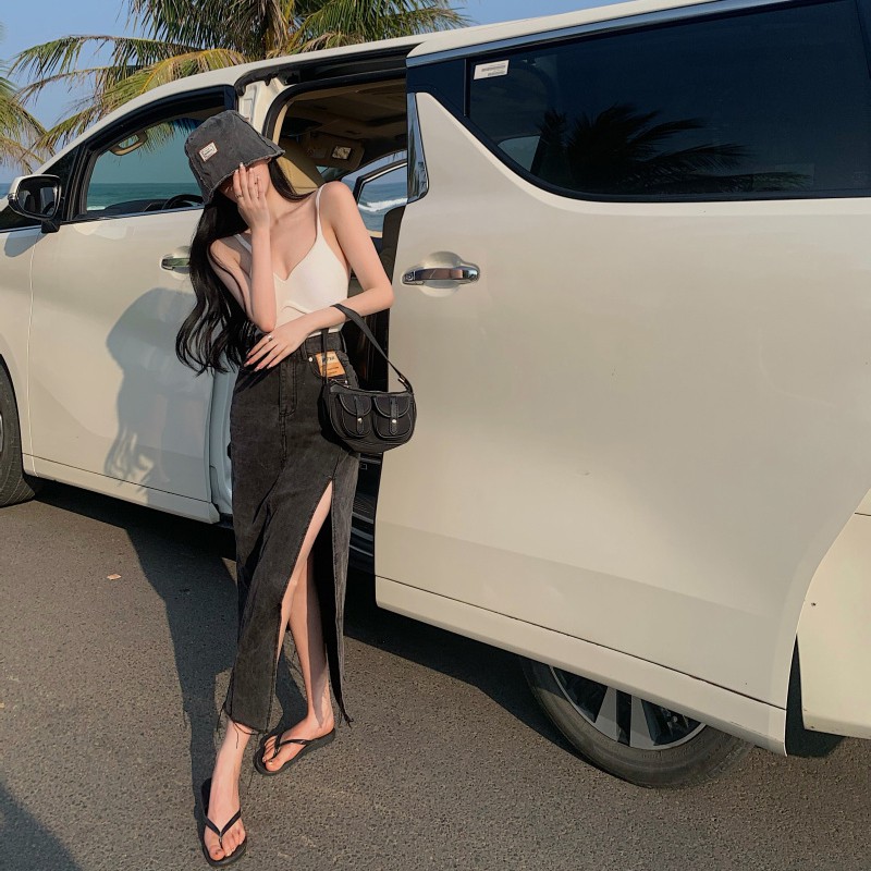 chân váy jean Nữ Lưng Cao Dáng Chữ A Thời Trang | BigBuy360 - bigbuy360.vn