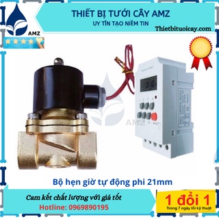Bộ hẹn giờ và van điện từ đồng 21mm cho hệ thống tưới tự động