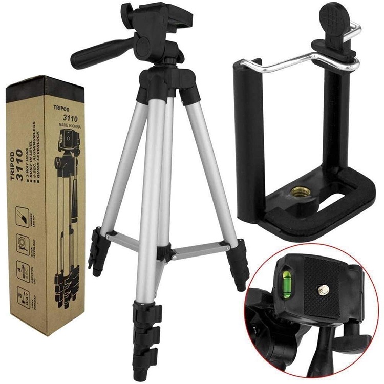 Giá đỡ điện thoại 3 chân Tripod 3110 - Tặng kẹp điện thoại và túi đựng - chụp hình, quay phim, chống rung Educase86