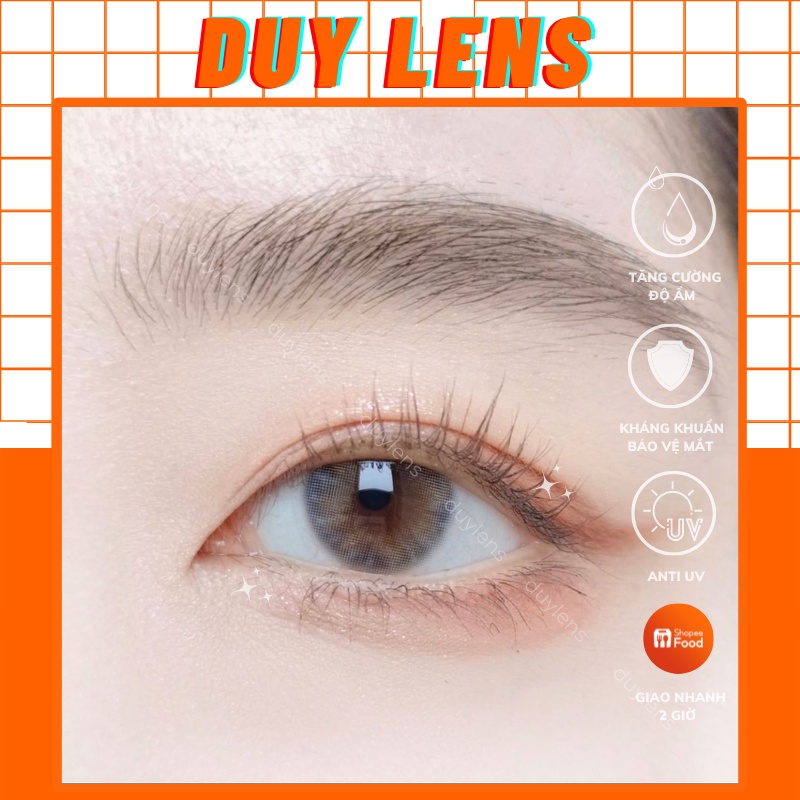 Lens mắt 0 độ tự nhiên trong veo GENTLE GRAY - Kính áp tròng không cận Hàn Quốc xám tây giãn nhỏ 14mm sử dụng 1 năm