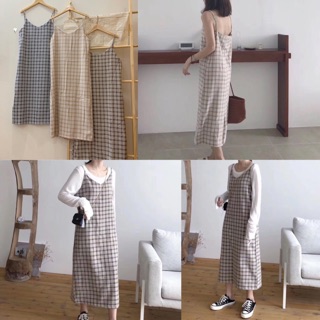 Váy maxi 2 dây kẻ