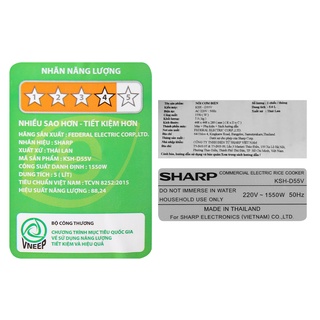 Nồi cơm điện Công nghiêp nắp rời SHARP 5 lít KSH-D55V