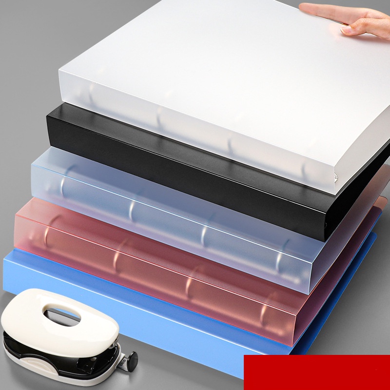 Bìa Kẹp Tài Liệu Khổ A4 4 Lỗ Chữ D Bằng Nhựa PP Trong Suốt Màu Xanh Dương