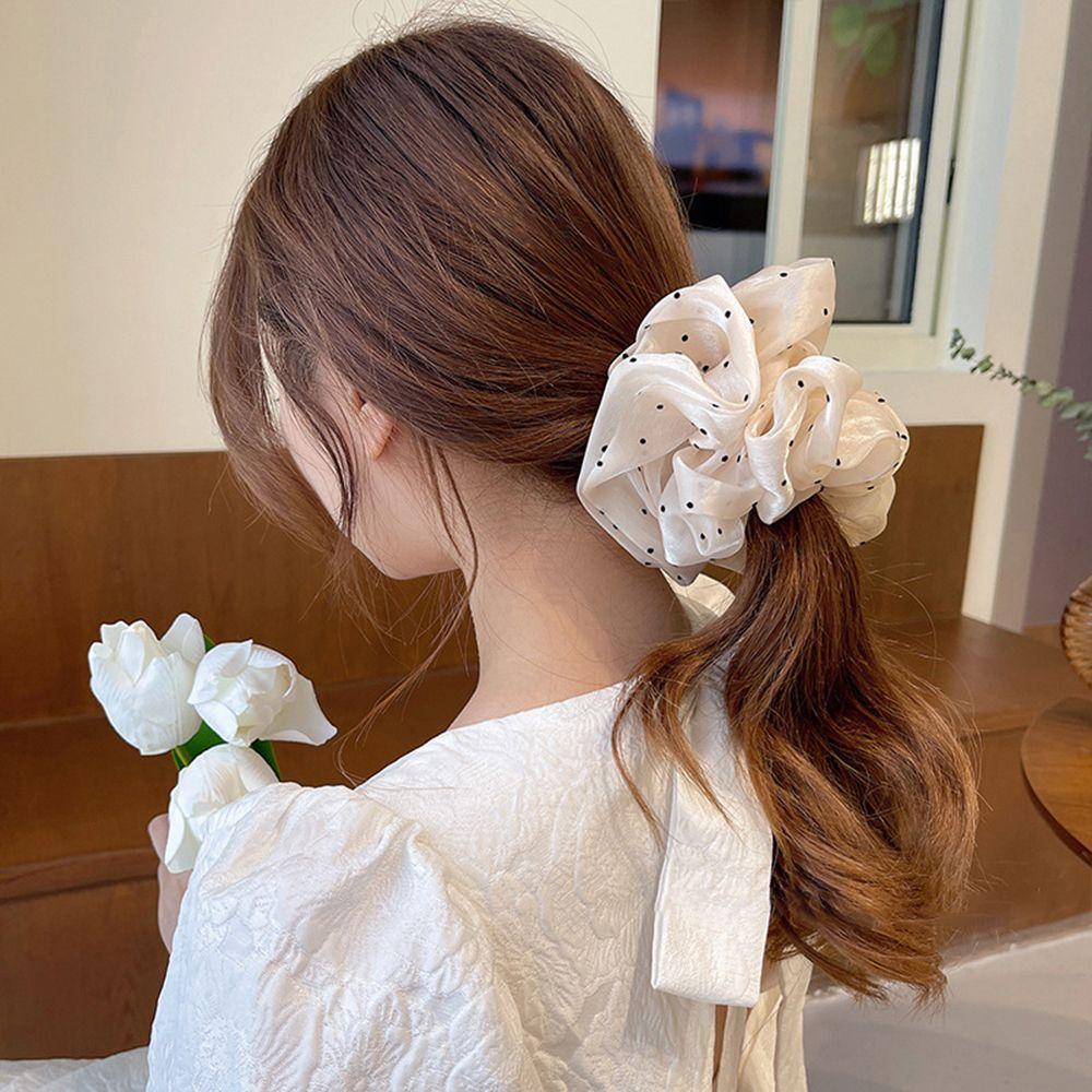 Dây Cột Tóc Vải Voan Cỡ Lớn Họa Tiết Chấm Bi Xinh Xắn MIHAN1 Cho Nữ Giá Đỡ