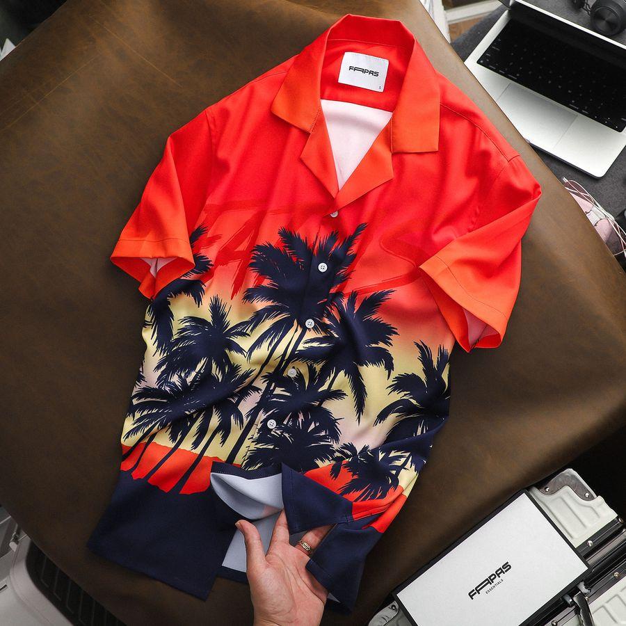 Áo Sơ Mi Nightfall Tay Ngắn Họa Tiết Mùa Hè Chất Chun Chéo Thoáng Mát Form Relaxed - FAPAS