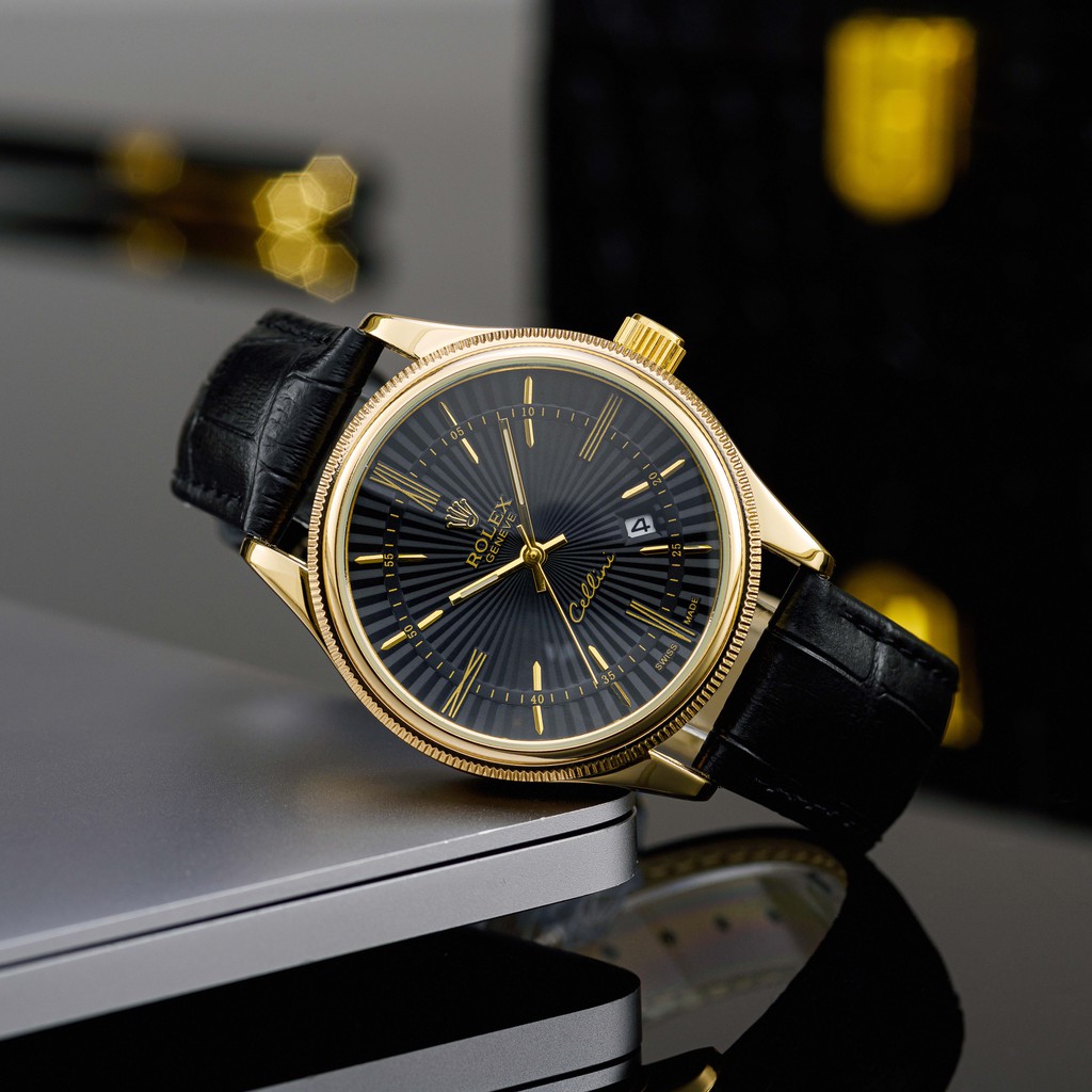 Đồng hồ nam RL máy pin mặt tròn dây da cao cấp có bảo hành DH507