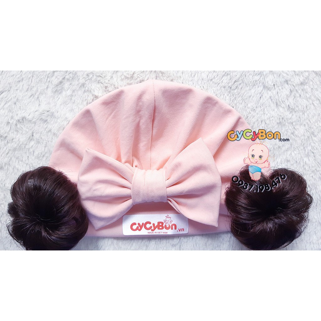 Nón Mũ Turban Tóc Giả Cho Bé Gái Màu Hồng Da Chất Vải Cotton Co Giãn Có Size Cho Bé Từ Sơ Sinh !