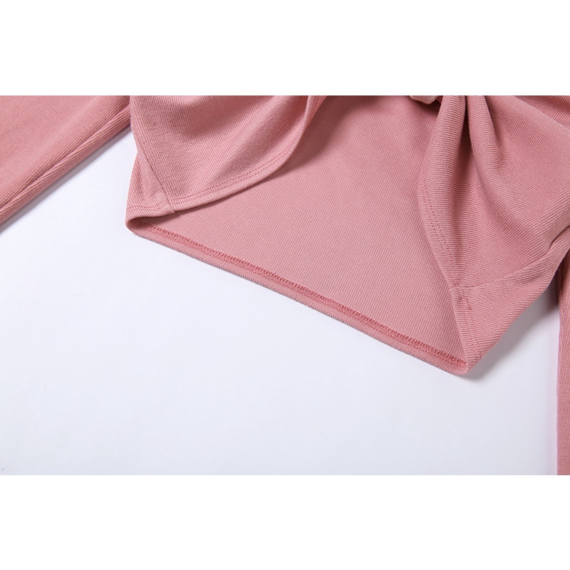 DUNEA Áo Croptop Tay Dài Thiết Kế Cổ Một Chữ V 3.3