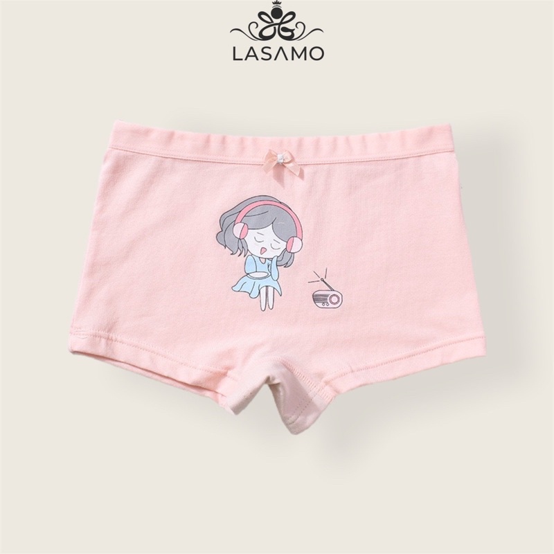 Set 2 chiếc quần chip bé gái, quần lót cho bé gái cotton cao cấp họa tiết Cô gái dễ thương hãng LASAMO mã QLB006