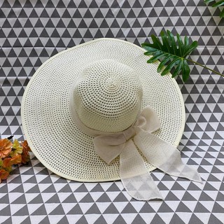 [ FREESHIP ]  - ☀ CAO CẤP ☀ -  Nón cói, Mũ cói đi biển cho nữ, chất liệu mũ cói mềm phối nơ đẹ -vành to nơ dài