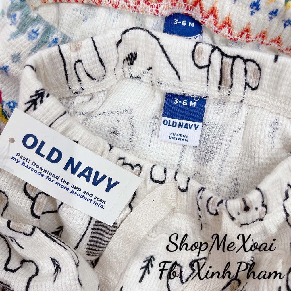 Quần dài cotton hãng Oldnavy đũng rộng cho bé gái/bé trai cao cấp mặc bỉm tiện lợi size 3M,6M,9M,12M,18M,24M