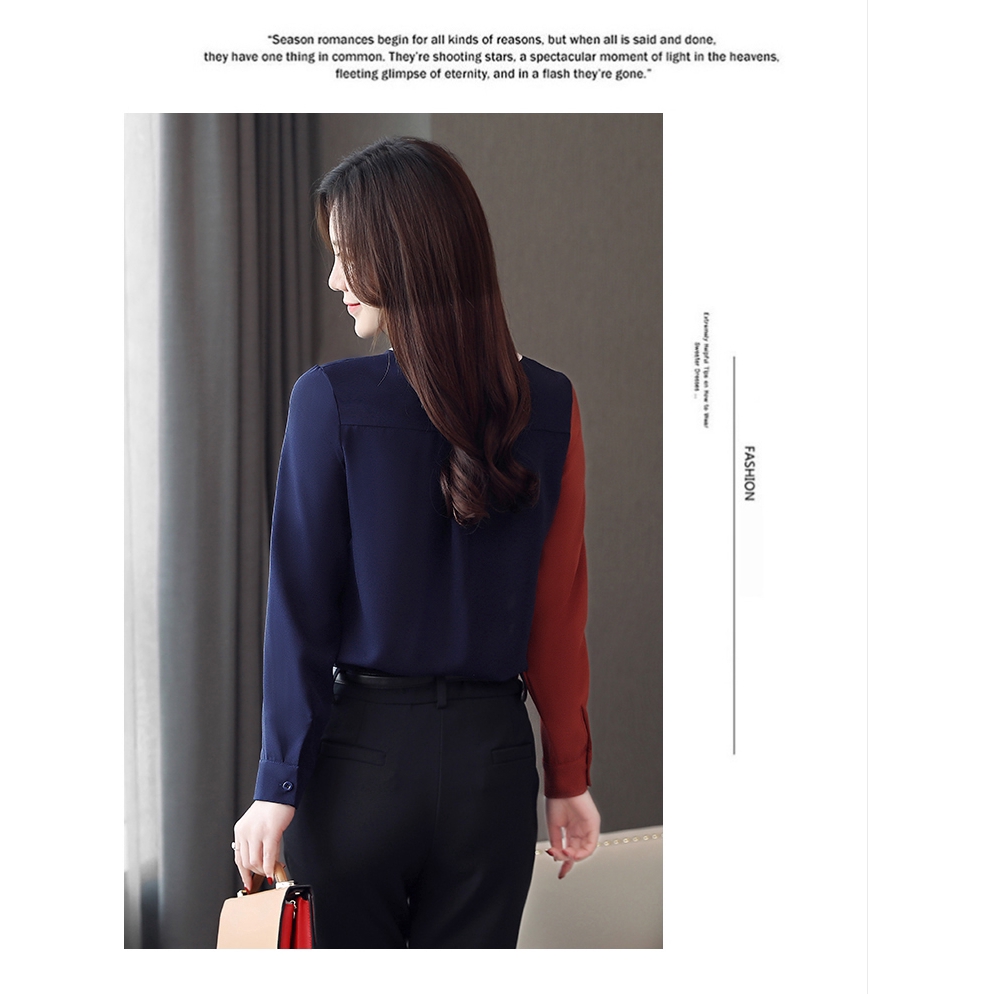 Áo chiffon công sở nữ tay dài phong cách Hàn Quốc | BigBuy360 - bigbuy360.vn
