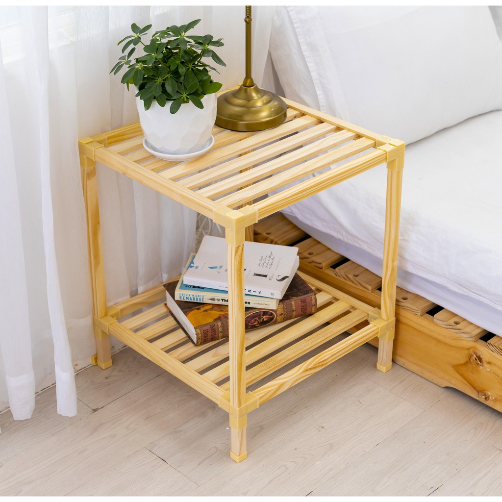 KỆ GỖ VUÔNG 2 tầng mini nhỏ gọn, Kệ gỗ decor trang trí GIÁ RẺ Đựng đồ lắp ghép đa năng KV02
