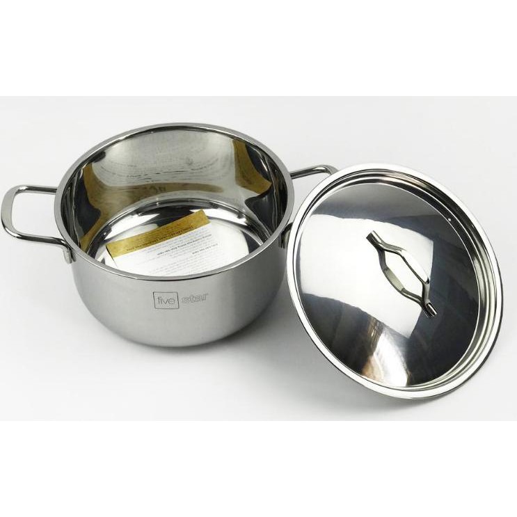 Nồi 3 đáy sandwich inox 430 Fivestar Standard bếp từ nắp inox 16cm