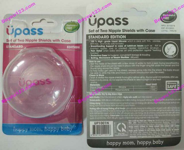 (Đầu ti nhọn) Hộp 02 cái trợ ti ngực silicone mềm cho Mẹ hỗ trợ cho bé bú Upass UP1001N (Made in Thailand)