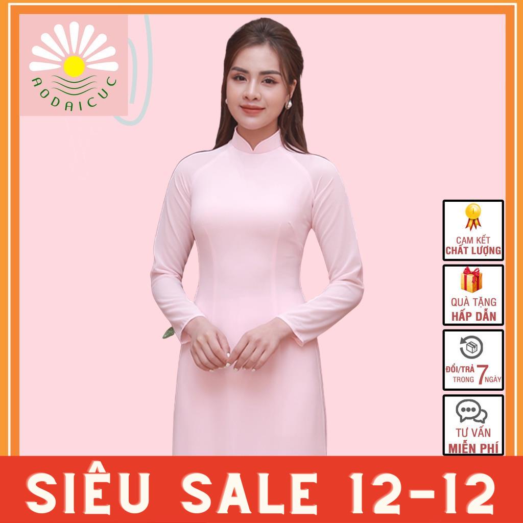 Áo dài truyền thống, màu hồng phấn, lụa chiffon cao cấp, không nhăn, không xù - T08