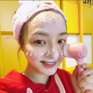 Cọ massage rửa mặt 2 đầu 3D gai silicon