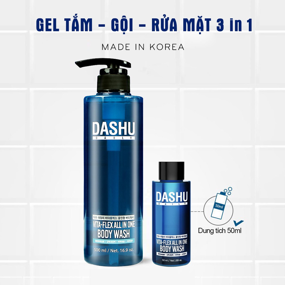 Sữa tắm gội rửa mặt 3 in 1 DASHU Vita - Flex All In One Body Wash dành cho nam ST01