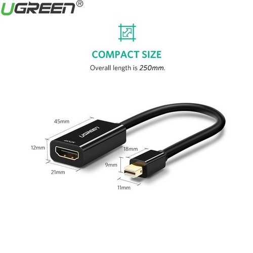 [Mã ELHACE giảm 4% đơn 300K] Cáp Chuyển Mini Displayport to HDMI 4k 30Hz Ugreen 40360 - Hàng Chính Hãng