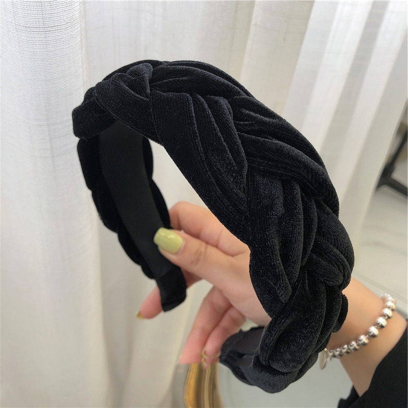 Cài Tóc Nhung Bản Rộng Màu Đỏ Đen Thời Trang Thu Đông Cho Nữ