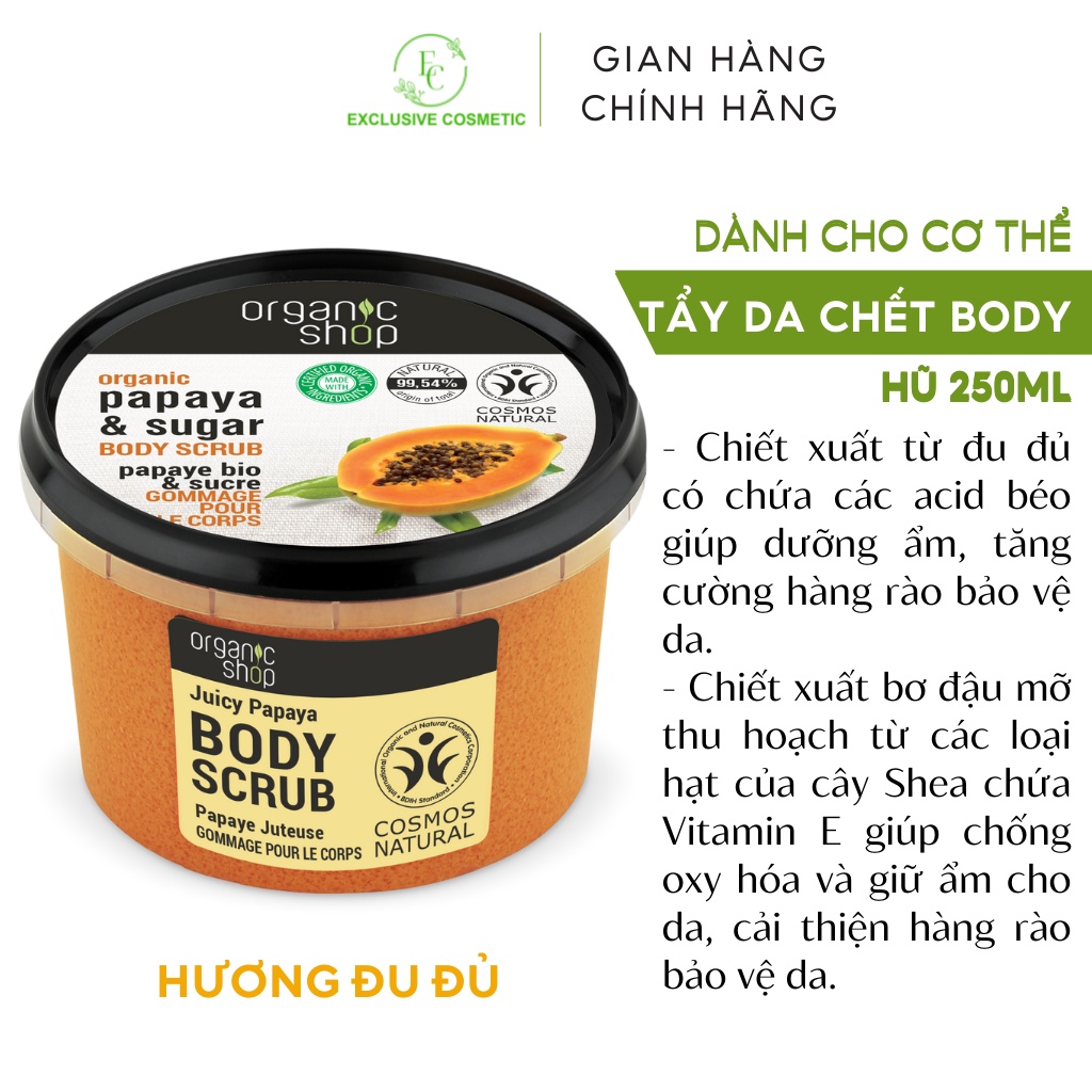 Tẩy Tế Bào Chết Toàn Thân Organic Shop Body Scrub Juicy Papaya 250ml