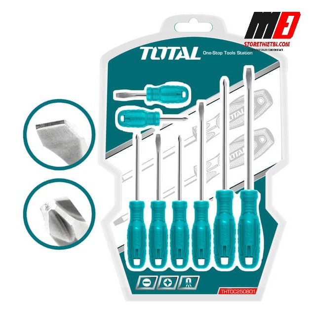 Bộ 8 tua vít dẹp và bake TOTAL THTDC250801