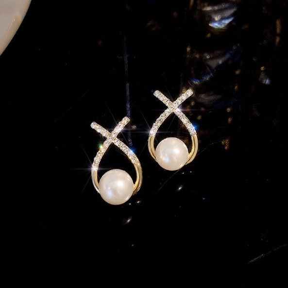 Khuyên tai mạ bạc S925 đính ngọc trai