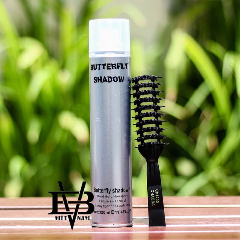 Gôm xịt tóc Butterfly Shadow 320ml | Keo xịt tóc Butterfly Shadow 320ml công nghệ Đức + Tặng lược tạo kiểu Chaoba