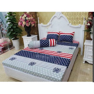 Bộ ga kèm 2 vỏ gối nằm 1m2*2m poly việt cờ mỹ